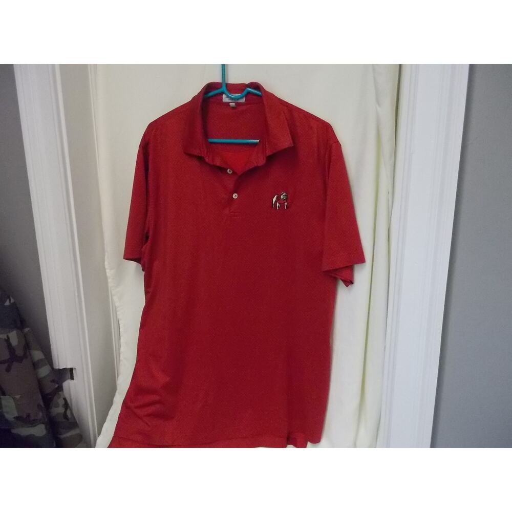 Peter Millar Summer Comfort Mens Red UGA Bulldogs Georgia Polo Shirt Large